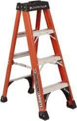 Louisville - 4 Steps, 4' High, Type IAA Rating, Fiberglass Step Ladder - 375 Lb Capacity, 18-7/8" Base Width - Exact Industrial Supply