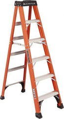 Louisville - 5 Steps, 6' High, Type IAA Rating, Fiberglass Step Ladder - 375 Lb Capacity, 21-7/8" Base Width - Exact Industrial Supply