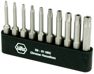 10 Piece - T7s; T8s; T9s; T10s; T15s; T20s; T25s; T27s; T30s; T40s - Security Torx Power Bit Bel Pack Set with Holder - Exact Industrial Supply