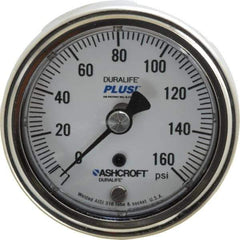 Ashcroft - 2-1/2" Dial, 1/4 Thread, 0-160 Scale Range, Pressure Gauge - Center Back Connection Mount, Accurate to 1% of Scale - Exact Industrial Supply