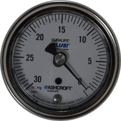 Ashcroft - 2-1/2" Dial, 1/4 Thread, 30-0 Scale Range, Pressure Gauge - Center Back Connection Mount, Accurate to 1% of Scale - Exact Industrial Supply