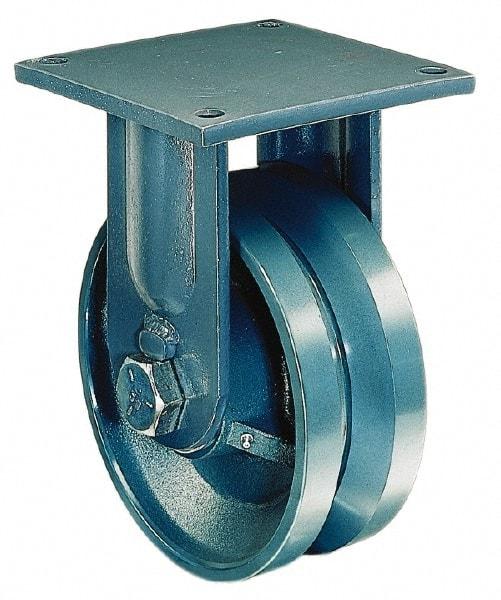 Hamilton - 6" Diam x 3" Wide x 10" OAH Top Plate Mount Rigid Caster - Forged Steel, 12,000 Lb Capacity, Tapered Bearing, 8-1/2 x 8-1/2" Plate - Exact Industrial Supply