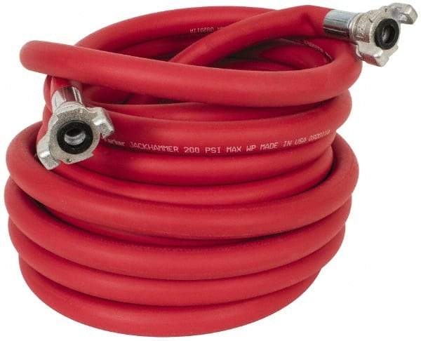 Parker - 3/4" ID x 1-7/64" OD 50' Long Jackhammer Hose - Universal Style Coupling Ends, 200 Working psi, -40 to 212°F, Red - Exact Industrial Supply
