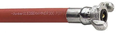 Parker - 3/4" ID x 1-5/32" OD 50' Long Sledgehammer Hose - Universal Style Coupling Ends, 300 Working psi, -40 to 212°F, Red - Exact Industrial Supply