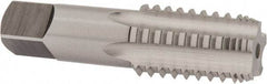 OSG - 1/2-14 NPT, 5 Flutes, Bright Finish, High Speed Steel, Interrupted Thread Pipe Tap - 11/16 Inch Shank Diameter, 11/16 Inch Shank Diameter, 1-3/8 Inch Thread Length, 0.51 Inch Square Size, Regular Hook, Modified Bottoming Chamfer - Exact Industrial Supply