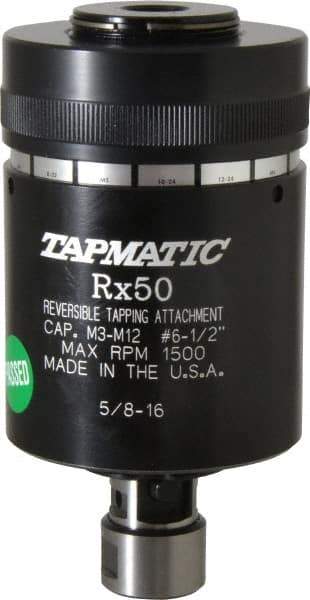 Tapmatic - Model RX50, No. 6 Min Tap Capacity, 1/2 Inch Max Mild Steel Tap Capacity, 5/8-16 Mount Tapping Head - 22100 (J421), 22200 (J422) Compatible, Includes Tap Clamping Wrenches, for Manual Machines - Exact Industrial Supply