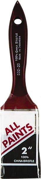 Premier Paint Roller - 2" Flat China Bristle General Purpose Paint Brush - 2-1/4" Bristle Length, 5" Wood Beavertail Handle - Exact Industrial Supply