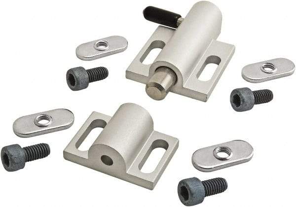 80/20 Inc. - 76mm Long x 38mm Wide x 0.66mm High, Deadbolt Latch with Side Latch - Aluminum Body with Stainless Steel Bolt, Spring & Handle, with Clear Anodized Finish - Exact Industrial Supply