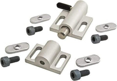 80/20 Inc. - 76mm Long x 38mm Wide x 0.66mm High, Deadbolt Latch with Side Latch - Aluminum Body with Stainless Steel Bolt, Spring & Handle, with Clear Anodized Finish - Exact Industrial Supply
