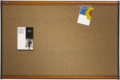 Quartet - 48" Wide x 36" High Open Cork Bulletin Board - Brown - Exact Industrial Supply