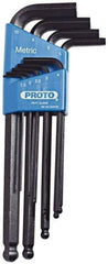 Proto - 9 Piece L-Key Ball End Hex Key Set - Hex Range 1.5 to 10mm, Carbon Steel - Exact Industrial Supply