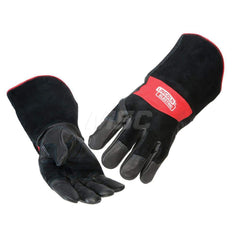 Welding Gloves: Size X-Large, Uncoated, MIG Welding Application Black & Red, Uncoated Coverage, Textured Grip