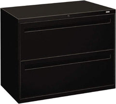 Hon - 36" Wide x 28-3/8" High x 19-1/4" Deep, 2 Drawer Lateral File - Steel, Black - Exact Industrial Supply