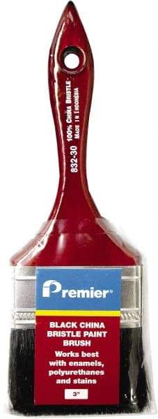Premier Paint Roller - 3" Flat China Bristle General Purpose Paint Brush - 2-1/4" Bristle Length, 6-1/4" Wood Beavertail Handle - Exact Industrial Supply