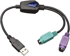 Tripp-Lite - Cable Adapter - USB to PS/2 Connector, Black, Use with Computers - Exact Industrial Supply