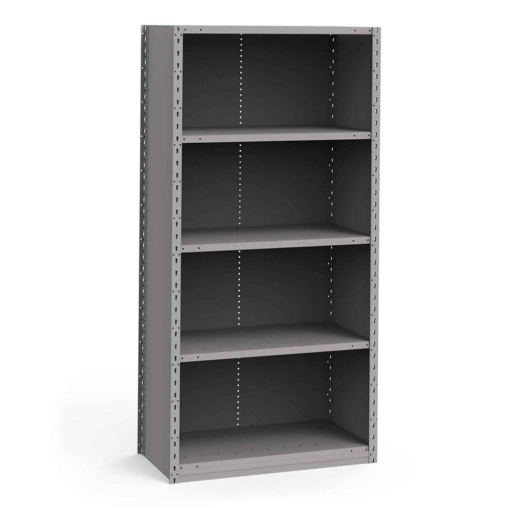 Rousseau Metal - Closed Shelving Units; Type: Starter Unit ; Load Capacity (Lb.): 3500.000 ; Number of Shelves: 5 ; Height (Inch): 75 ; Width (Inch): 36 ; Depth (Inch): 18 - Exact Industrial Supply