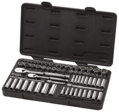 GearWrench - 68 Piece 1/4" & 3/8" Drive Deep Well Socket Set - 6, 12 Points, 3/16" to 7/8" (4mm to 17mm) Range, Inch/Metric Measurement Standard - Exact Industrial Supply