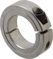 Climax Metal Products - 1-1/8" Bore, Aluminum, One Piece Clamping Shaft Collar - 1-7/8" Outside Diam, 1/2" Wide - Exact Industrial Supply