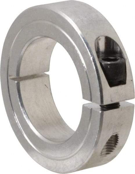 Climax Metal Products - 1-3/8" Bore, Aluminum, One Piece Clamping Shaft Collar - 2-1/4" Outside Diam, 9/16" Wide - Exact Industrial Supply