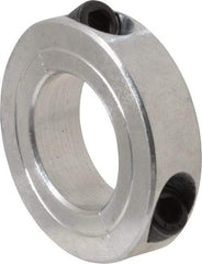 Climax Metal Products - 1-1/16" Bore, Aluminum, Two Piece Two Piece Split Shaft Collar - 1-7/8" Outside Diam, 1/2" Wide - Exact Industrial Supply