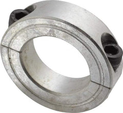 Climax Metal Products - 1-1/8" Bore, Aluminum, Two Piece Two Piece Split Shaft Collar - 1-7/8" Outside Diam, 1/2" Wide - Exact Industrial Supply