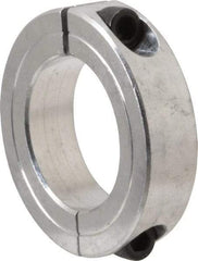 Climax Metal Products - 1-3/8" Bore, Aluminum, Two Piece Two Piece Split Shaft Collar - 2-1/4" Outside Diam, 9/16" Wide - Exact Industrial Supply