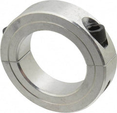 Climax Metal Products - 1-3/4" Bore, Aluminum, Two Piece Two Piece Split Shaft Collar - 2-3/4" Outside Diam, 11/16" Wide - Exact Industrial Supply