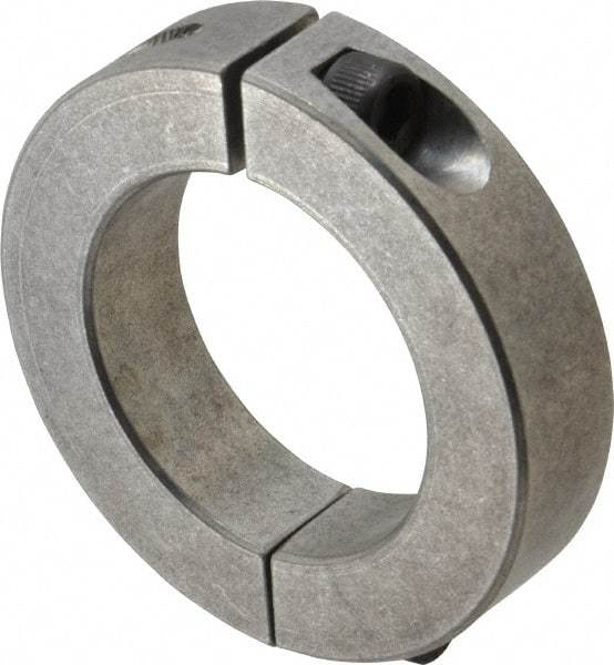 Climax Metal Products - 2-1/16" Bore, Aluminum, Two Piece Two Piece Split Shaft Collar - 3-1/4" Outside Diam, 3/4" Wide - Exact Industrial Supply