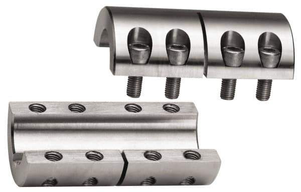 Climax Metal Products - 1" Inside x 1-3/4" Outside Diam, Two Piece Rigid Coupling without Keyway - 3" Long - Exact Industrial Supply