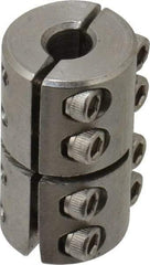 Climax Metal Products - 1/4" Inside x 5/8" Outside Diam, Two Piece Rigid Coupling without Keyway - 1" Long - Exact Industrial Supply