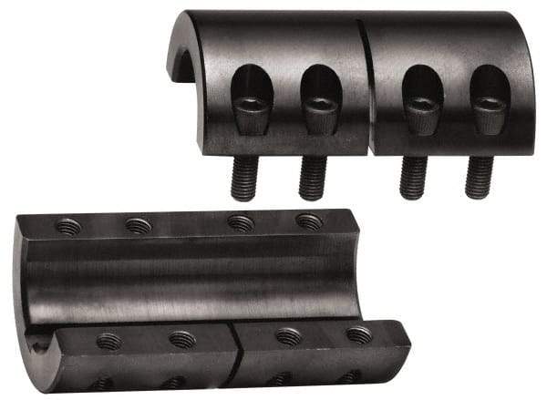 Climax Metal Products - 1/2" Inside x 1-1/8" Outside Diam, Two Piece Rigid Coupling with Keyway - 1-3/4" Long x 1/8" Keyway Width x 1/16" Keyway Depth - Exact Industrial Supply