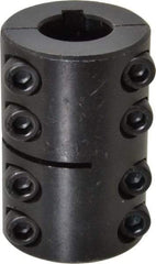 Climax Metal Products - 5/8" Inside x 1-5/16" Outside Diam, Two Piece Rigid Coupling with Keyway - 2" Long x 3/16" Keyway Width x 3/32" Keyway Depth - Exact Industrial Supply