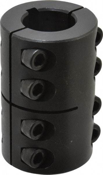 Climax Metal Products - 7/8" Inside x 1-5/8" Outside Diam, Two Piece Rigid Coupling with Keyway - 2-1/2" Long x 3/16" Keyway Width x 3/32" Keyway Depth - Exact Industrial Supply