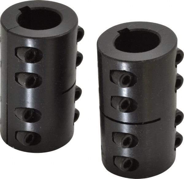 Climax Metal Products - 1" Inside x 1-3/4" Outside Diam, Two Piece Rigid Coupling with Keyway - 3" Long x 1/4" Keyway Width x 1/8" Keyway Depth - Exact Industrial Supply