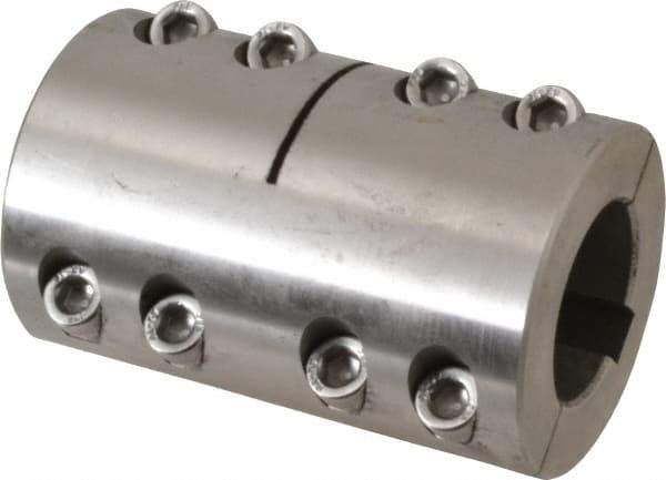 Climax Metal Products - 30mm Inside x 53mm Outside Diam, Metric Two Piece Clamping Rigid Coupling with Keyway - 83mm Long x 10mm Keyway Width x 3.3mm Keyway Depth - Exact Industrial Supply