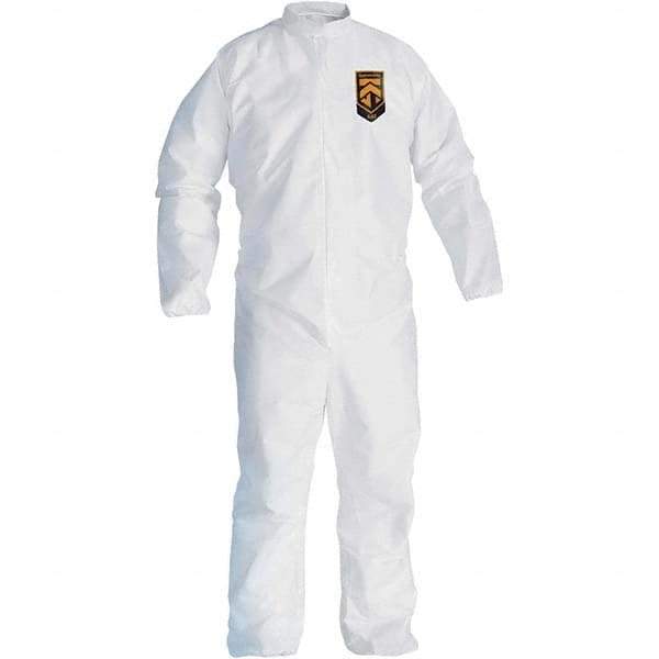 KleenGuard - Size L SMS General Purpose Coveralls - White, Zipper Closure, Open Cuffs, Open Ankles, Seamless - Exact Industrial Supply