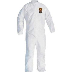 KleenGuard - Size L SMS General Purpose Coveralls - White, Zipper Closure, Open Cuffs, Open Ankles, Seamless - Exact Industrial Supply