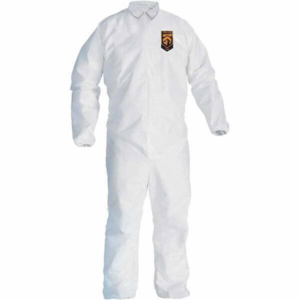 KleenGuard - Size 3XL SMS General Purpose Coveralls - White, Zipper Closure, Elastic Cuffs, Elastic Ankles, Seamless - Exact Industrial Supply