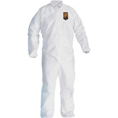 KleenGuard - Size 4XL SMS General Purpose Coveralls - White, Zipper Closure, Elastic Cuffs, Elastic Ankles, Seamless - Exact Industrial Supply