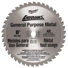 Milwaukee Tool - 8" Diam, 42 Tooth Wet & Dry Cut Saw Blade - Carbide-Tipped, Standard Round Arbor - Exact Industrial Supply