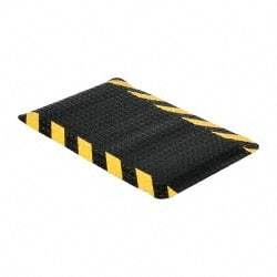 PRO-SAFE - 4' Long x 4' Wide, Dry Environment, Anti-Fatigue Matting - Black with Yellow Chevron Borders, Vinyl with Vinyl Sponge Base, Beveled on 4 Sides - Exact Industrial Supply