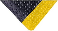 Wearwell - 5' Long x 3' Wide, Dry Environment, Anti-Fatigue Matting - Black with Yellow Borders, Vinyl with Vinyl Sponge Base, Beveled on 4 Sides - Exact Industrial Supply