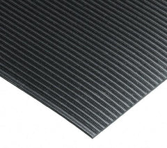 Wearwell - 75 Ft. Long x 3 Ft. Wide x 3/8 Inch Thick, Vinyl, Ribbed Surface Switchboard Matting - 40,000 V Max Dielectric Strength, 26,500 V Max Recommended Use, Black - Exact Industrial Supply