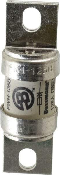 Cooper Bussmann - 500 VAC/VDC, 125 Amp, Fast-Acting Semiconductor/High Speed Fuse - Bolt-on Mount, 3-5/8" OAL, 200 (RMS Symmetrical), 50 at DC kA Rating, 1-5/32" Diam - Exact Industrial Supply