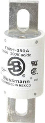 Cooper Bussmann - 500 VAC/VDC, 350 Amp, Fast-Acting Semiconductor/High Speed Fuse - Bolt-on Mount, 4-11/32" OAL, 200 (RMS Symmetrical), 50 at DC kA Rating, 1-1/2" Diam - Exact Industrial Supply