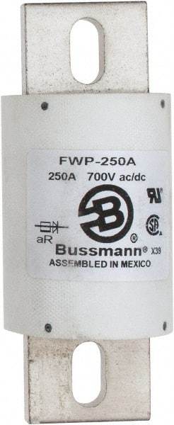 Cooper Bussmann - 700 VAC/VDC, 250 Amp, Fast-Acting Semiconductor/High Speed Fuse - Stud Mount Mount, 5-3/32" OAL, 200 (RMS), 50 at DC kA Rating, 2" Diam - Exact Industrial Supply