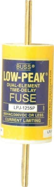 Cooper Bussmann - 300 VDC, 600 VAC, 125 Amp, Time Delay General Purpose Fuse - Bolt-on Mount, 5-3/4" OAL, 100 at DC, 300 at AC (RMS) kA Rating, 1-5/8" Diam - Exact Industrial Supply