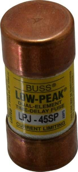 Cooper Bussmann - 300 VDC, 600 VAC, 45 Amp, Time Delay General Purpose Fuse - Fuse Holder Mount, 2-3/8" OAL, 100 at DC, 300 at AC (RMS) kA Rating, 1-1/16" Diam - Exact Industrial Supply