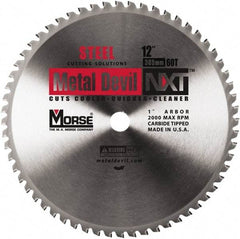 M.K. MORSE - 12" Diam, 1" Arbor Hole Diam, 60 Tooth Wet & Dry Cut Saw Blade - Steel, Standard Round Arbor - Exact Industrial Supply