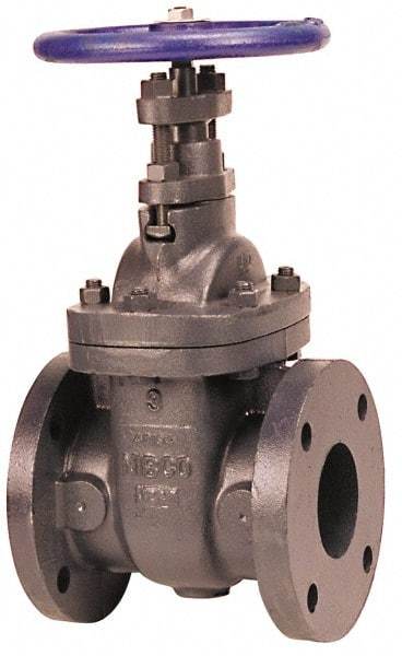 NIBCO - 4" Pipe, Class 125, Flanged Iron Solid Wedge Stem Gate Valve with Iron Trim - 200 WOG, 125 WSP, Bolted Bonnet - Exact Industrial Supply